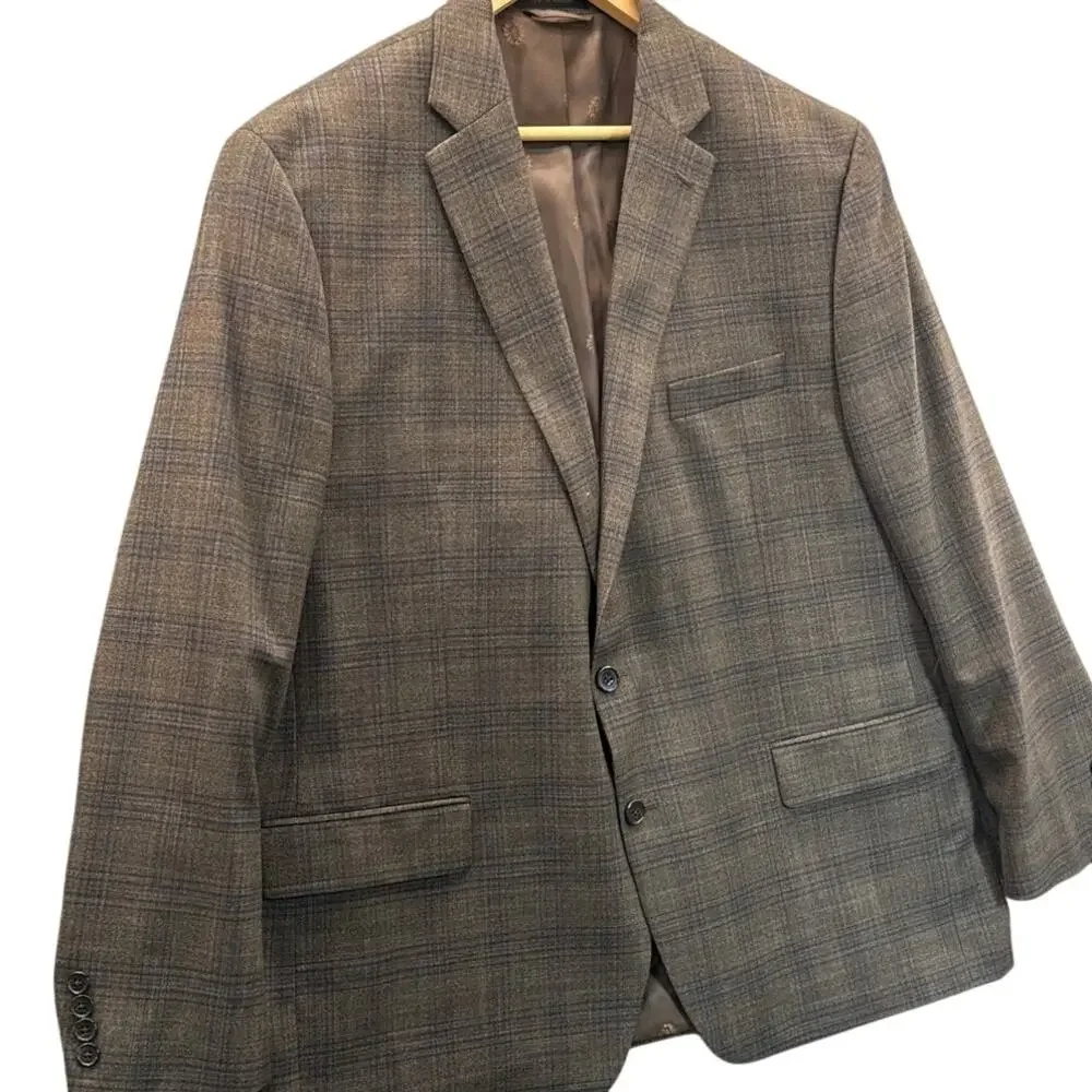 Lauren Ralph Lauren Classic Fit Wool Blend Brown Plaid Suit Blazer Jacket XL